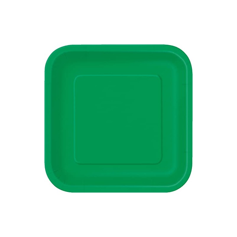 Unique 31860EU Square Environmentally Friendly Paper Plates 18 cm Emerald