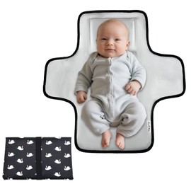 Portable Diaper Changing Mat,Waterproof Foldable Travel Changing Pad,On-The-Go Wipeable Reusable Changing Pad – Waterproof & Compact,Ideal for Diaper Bags,Travel,Car Backseat Changes,Strollers (Swan)