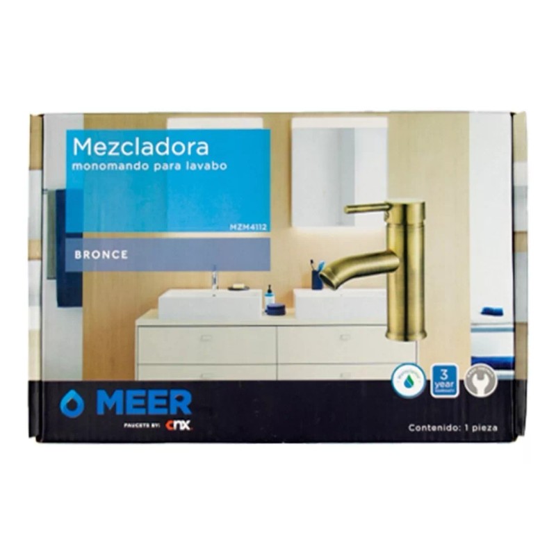 Cnx Mezcladora Monomando Para Lavabo Color Dorado