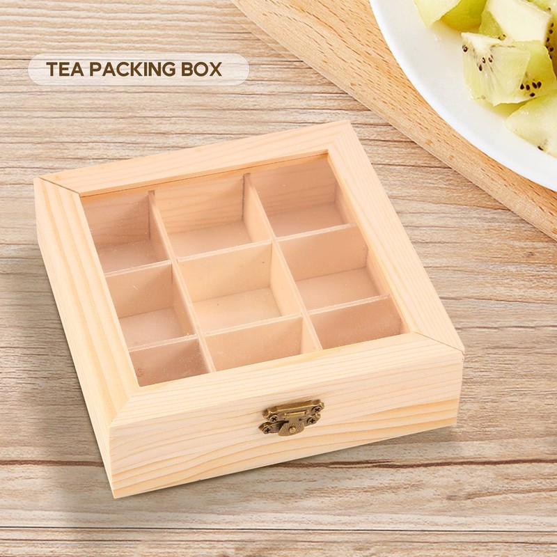 Juwacoo Tea Box with 9 Compartments, Tea Bag Organiser, Tea