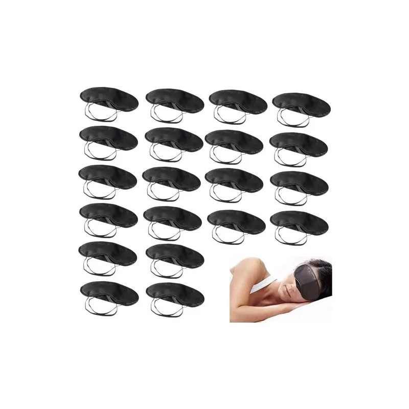 Antifaz para Dormir Modavela Negro Poliéster Ajustable 20 Unidades