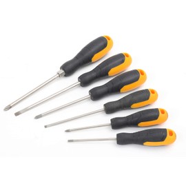 JCB - 6 Piece Screwdriver Tool Set | includes A Range of Slotted and Pozi Types, Durable Set of Screwdrivers (JCB-6PC-SD), Black,yellow