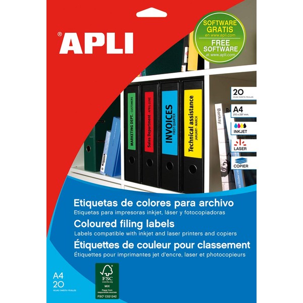 APLI 001374 Paper Folder Labels 190 x 62 mm Yellow