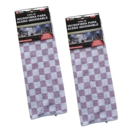 SK 2 Trapo Microfibra Especializada Doble Cara Paño Acero Inox Color Blanco/lila