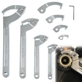 Sunluway Adjustable Pin Spanner Wrench Tool Set, 9 Pack C Spanner Nut Wrench Tools with Changeable Heads, Coilover Hook Wrenches for Suspension System Collar, Nut Adjustment, 3/4" to 6-7/10"