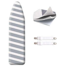SheeChung 49"x15" Ironing Board Cover and Pad - with Elasticized Edges and 2 Connecting Straps,Premium Heavy Duty 4-Layer Silicone Coated Cover,Heat Reflective,Scorch Resistant