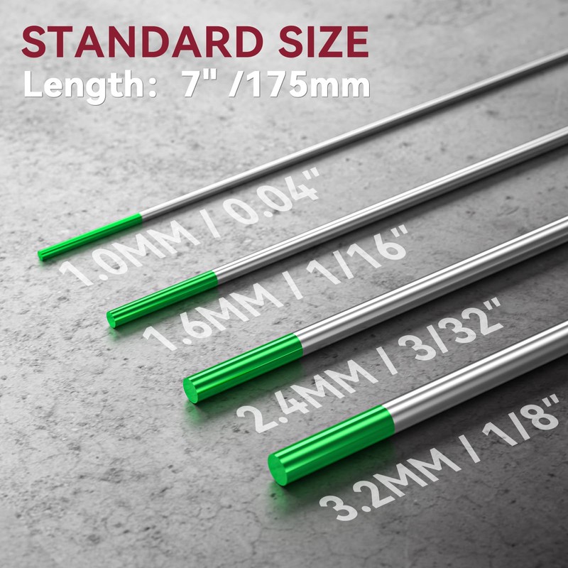 ARCCAPTAIN TIG Welding Tungsten Electrode 10-Pack 3/32"x 7"(Green - Pure