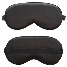 Generic Black Silk Eye Mask | Sleep Eyeshade | Blackout Eye Cover | Elastic Expander Eye Shade