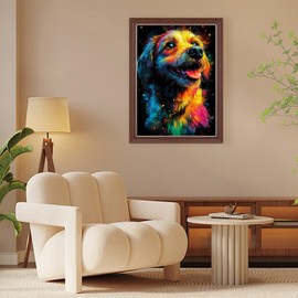AIRDEA Full Drill Dog Diamond Art Kits Adults, 5D DIY Colorful Dog Diamond Painting Kit, Gem Arts and Crafts for Adults for Home Wall Decor 30x40 cm
