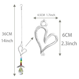 Peili Crystal Decoration Heart Shape Car Hanging Accessories Sun Catcher with Wings Window Hanging Decoration Meditation Ornaments Home Decoration (Heart)