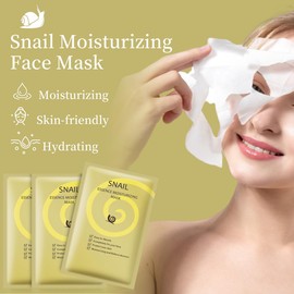 Snail Serum Face Mask Sheet Hydrating Deep Moisturizing Daily Facial Masks Skincare Glowing Solution for Dry and Dull Skin -All Skin Types (10 Pack)