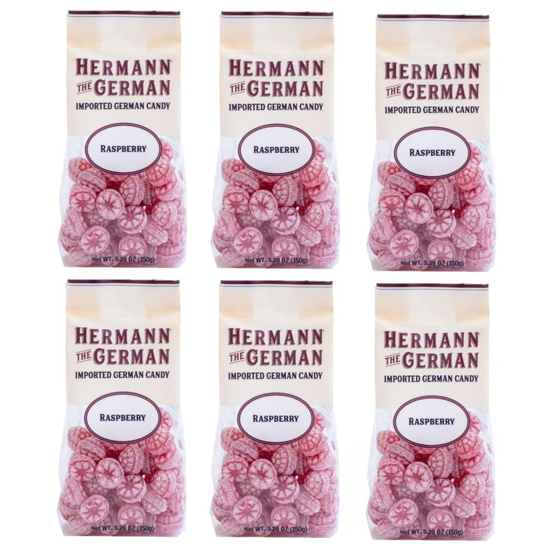 6-Pack Hermann the German Hard Candy 5.29-ounce Bags (6-Pack Raspberry)