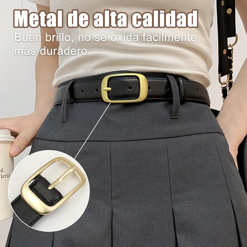 FEAWIAI 4 Piezas Cinturón para Mujer, Cinturones de Moda Casual