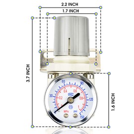 TAILONZ PNEUMATIC 1/4 Inch NPT Air-Compressor Accessories Pressure Regulator for Compressed Air Systems AR2000，Adjust 0 to 145 Psi