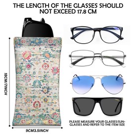 Deokke Pack of 2 Soft Glasses Case, PU Leather Soft Glasses Case, Glasses, Sunglasses, Bag, Portable, Squeeze, Soft Leather with Cleaning Cloth, Nice for Women, Men, Girls, D18-bohemia