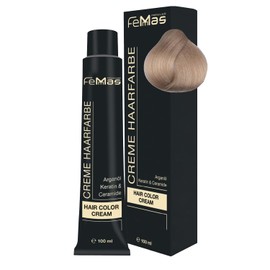 FemMas Hair Colour, Professional Cream Hair Colour with Argan Oil, Keratin & Ceramides, as Permanent Hair Colouring or Tint for Radiant, Durable Colour Results, Platinum Blonde Intensive 11.0, 100 ml