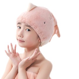 JK Home Towel Cap for Kids Hair Dry Towel Cute Shower Cap Fluffy Soft Swimming Whale