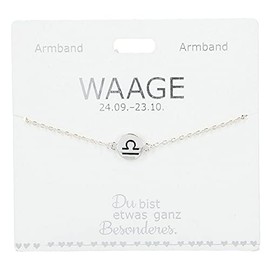 Depesche 4715-046 Women's Bracelet with the Zodiac Symbol Libra Pendant Silver-Plated Adjustable Length (15 - 20 cm) Ideal as a Gift for Your Lover, (Best) Girlfriend
