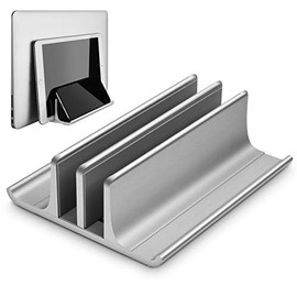 HONKID Vertical Laptop Stand, Aluminum Macbook Holder Adjustable Desktop Laptop Dock (up to 17.3 in) Compatible with All MacBook/Surface/HP/Dell/Lenovo/Gaming Laptops,Black