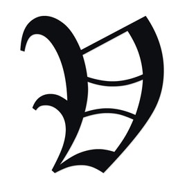 Applicable Pun Old English Letter V - Vinyl Decal for Outdoor Use on Cars, ATV, Boats, Windows and More - Black 3 Inches Tall