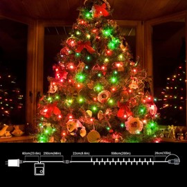 LAMPHOME 300LED Christmas Lights Plug in, 32FT Firecracker String Lights Outdoor Waterproof with Remote, 10 Modes Cluster Lights for Christmas Tree Decoration Wreath Bedroom (Red&Green)