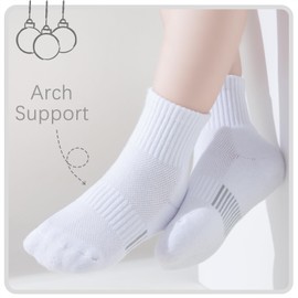 Kids Ankle Socks Boys Cushioned Athletic Short Socks Girls Cotton Quarter Socks 7-10 Years Youth 10 Pairs (White05, M)