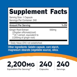 Nutricost Ginger Root Extract 240 Capsules for 240 Servings Per Bottle - Gluten Free, Non-GMO