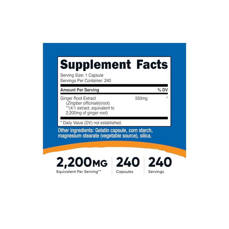 Nutricost Ginger Root Extract 240 Capsules for 240 Servings Per