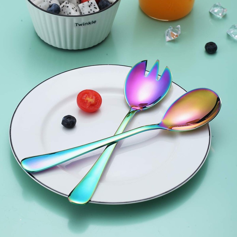 Berglander Rainbow Salad Server Set, Stainless Steel Salad Serving Set