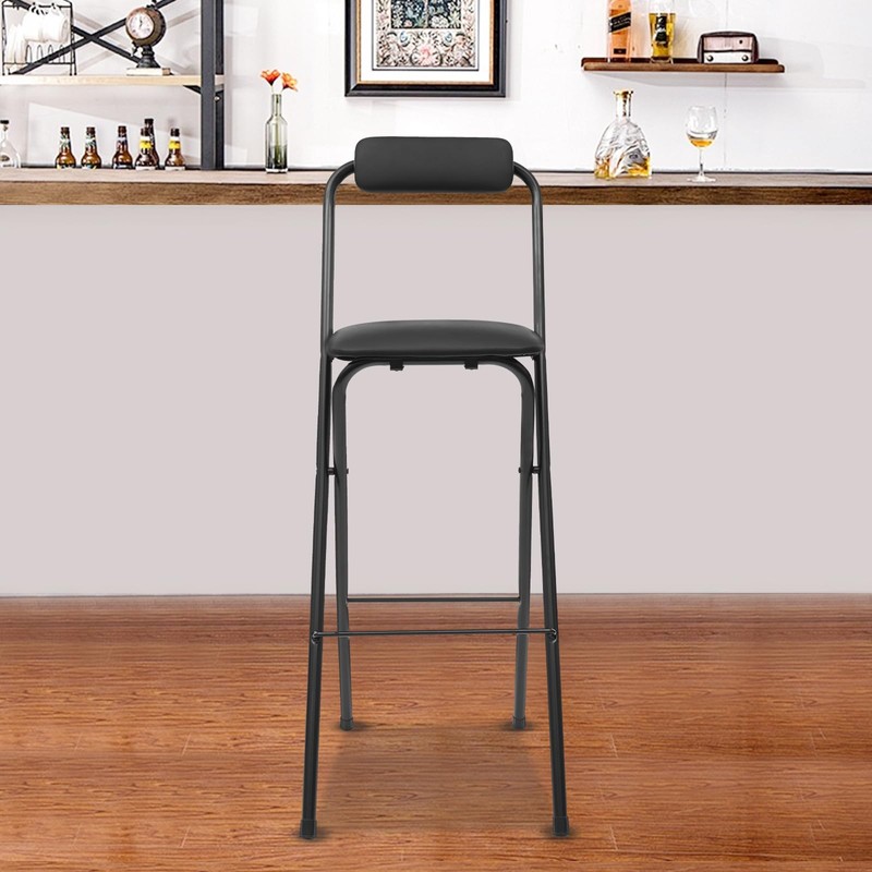 LUNUMAOS 29" Tall Chair,Cushioned Padded Folding Bar Stool,Bar Stool,Portable Folding