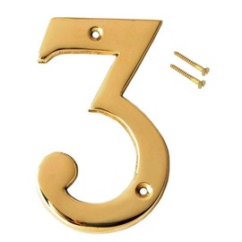 eSplanade Brass House Hotel Door Number Sign 4" Sticky Numeric Numbers 0-9 (3 (Three)