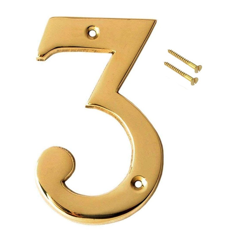 eSplanade Brass House Hotel Door Number Sign 4" Sticky Numeric