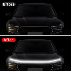 HConce 71 Inches Hood Light Strip, Dynamic LED Strip Light, Exterior Flexible Daytime Running Light for Car, SUV (White Light)