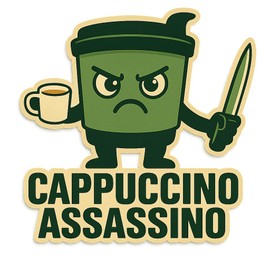 Cappuccino Assassino Wooden Sign 25 x 25 cm - Funny Wooden Wall Decoration for Kitchen, Office or Coffee Bar - Coffee Gift with Humour