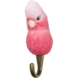WILDLIFEGARDEN Wildlife Garden WG4530 Hook Pink Cockatoo - Hand Carved Wooden and Metal Animal Hook - Australian Animal Collection