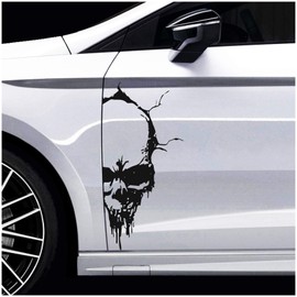 Finest Folia Skull Decal Sticker Decor Film Car Sticker for Car Truck Caravan, Glossy Black