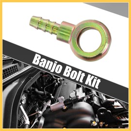 REPAIROCK 1Set Banjo Bolt Kit M14x1.5 Banjo Bolt Hose Barb Fittings Brake Line Fitting Adapter with Copper Washers for Motorcycle Car Iron Bronze Tone Auto Replacement Parts