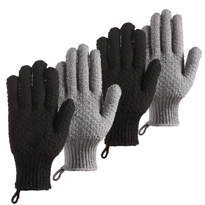 Bath Exfoliating Gloves Scrub - 4 pcs Lengthened and Large