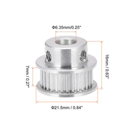 Rebower Synchronous Wheel Timing Pulley Aluminum Synchronous Wheel with Screw 6mm Width Belt for 3D Printer CNC Machine, 30 Teeth, 6.35mm Bore, Silver Tone 2 Pack