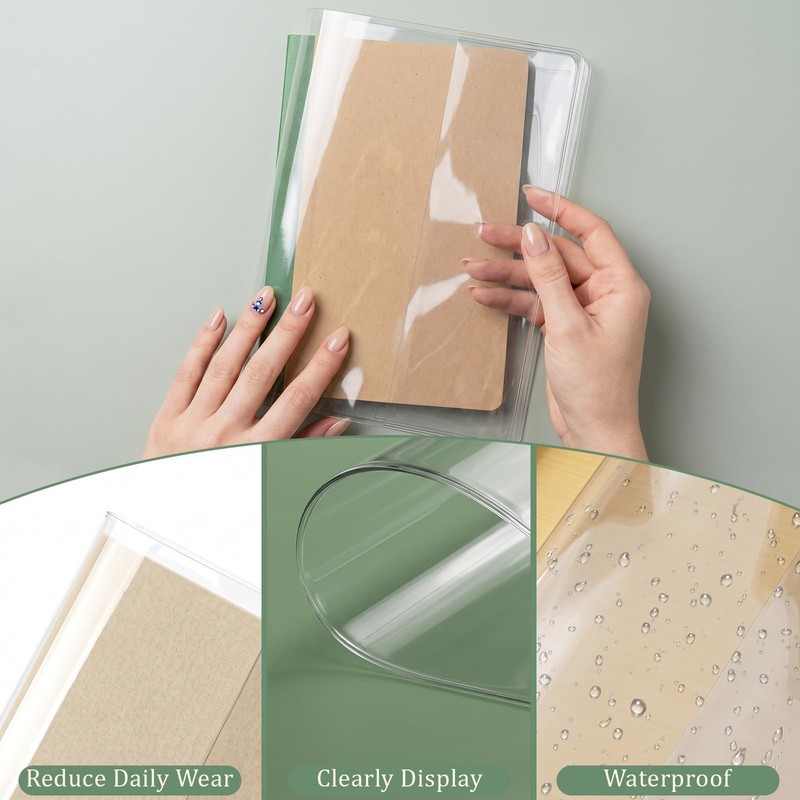 Clear Book Cover, Jelly PVC A5 Notebook Planner Cover Waterproof
