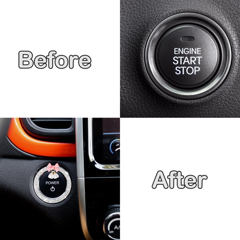 YYTQP Cute Bow Bling Car Engine Stop Decoration Ring, 1