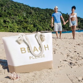 Canvas Beach Tote Bags Gifts for Women Wife Girlfriend Mother Ladies Her Female Large Waterproof Carry On Bag with Zipper Pockets for Birthday Anniversary Graduation Galentines Day Present for Travel