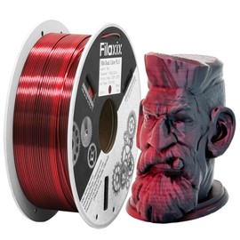 Silk Dual Color PLA Filament 1.75mm, Silk Shiny Coextrusion Filament, Compatible with Bambu LAB,Creality K1C,QIDI MAX3, FLASHFORGE Adventurer 5M, Prusa MK4 FDM 3D Printer,1KG,Black Red