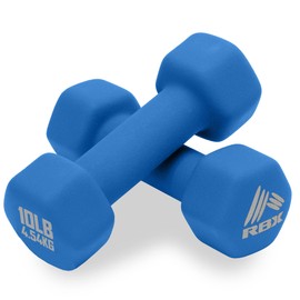 RBX Weights Dumbbells Set - Neoprene Arm Weights with Non-Slip Grip, Strength Training Equipment Workout Weights for at Home or Gym Training, Anti-Roll Malibu Blue