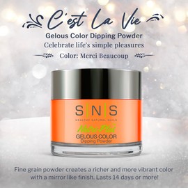 SNS Healthy Natural Nails SNS Nail Dip Powder, Gelous Color Dipping Powder - Merci Beaucoup (Orange, Cream) - Long-Lasting Dip Nail Color Lasts 14 Days - Low-Odor & No UV Lamp Required - 1 OZ
