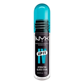 NYX Professional Makeup, LIP IV Gloss Serum Hidratante, Tono: Grape Gushin. Tinta de Labios hidratante con alto pigmento infusionado con agua de coco y magnesio. Fórmula vegana.
