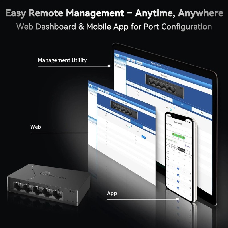 Goalake 5-Port Gigabit Easy Smart Managed Switch – Compact Network