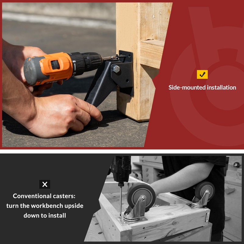 Heavy Duty Workbench Casters 3 Inch Retractable Casters with Lifting