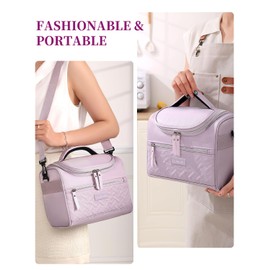 Hawave Lunch Bag for Women Insulated Lunch Box Reusable Adult Lunch Cooler Bag with Front Pocket & Adjustable Shoulder Strap, Leakproof Large Lunch Tote Bag for Work Office Travel Picnic, Purple