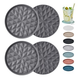 Wingcases Silicone Coasters for Drinks[4 Pack]- Cup Mat for Tabletop Protection-Non-Slip, Non-Stick, Coffee Table Decor, Great Gift for Any Occasion, Dark Grey